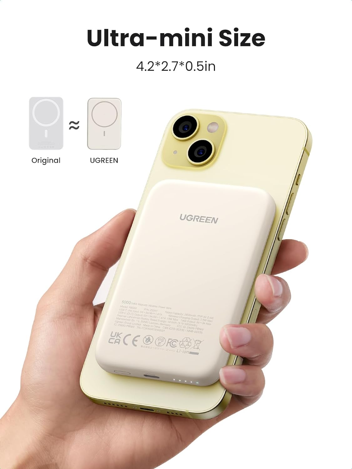  UGREEN Magnetic Power Bank Slim 5000mAh Wireless Portable Charger